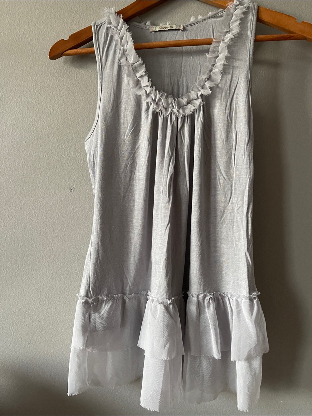 Light Gray Ruffled Sleeveless Tunic Top